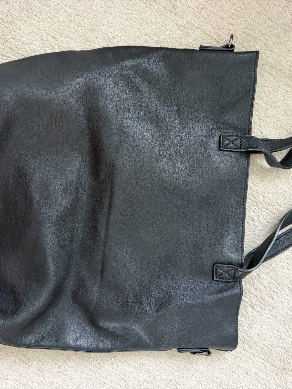 Classic Black Leather Tote Bag for Men